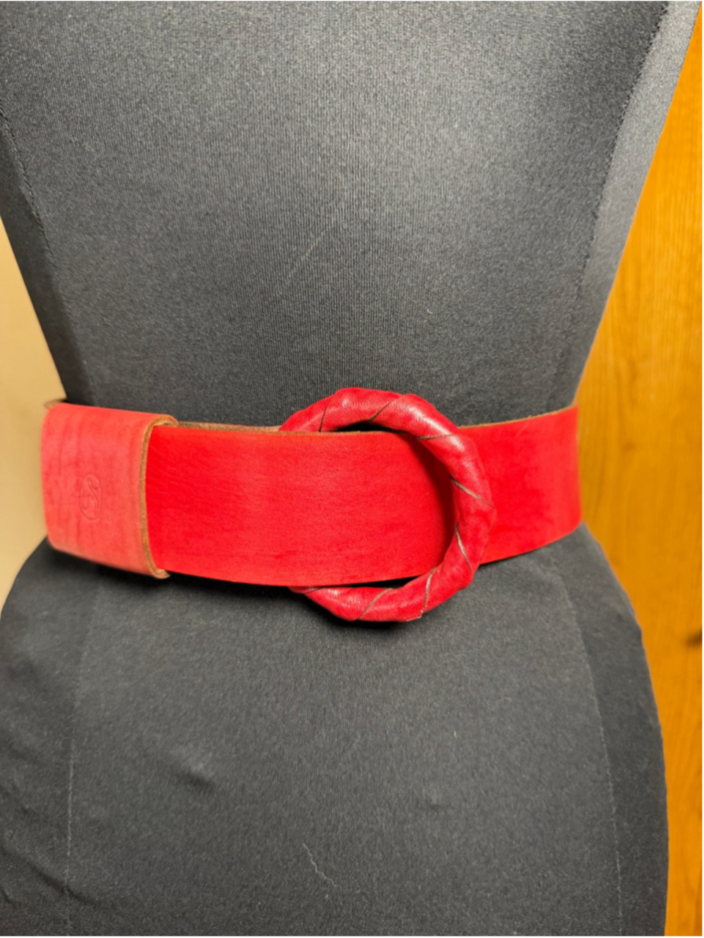 Italian Artisan Red Leather Statement Belt – Handmade Luxury Fits Small to XL